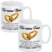 2er Set Tassen mit Motiv - Für meinen Mann-Für meine Frau Ich liebte Dich damals, ich liebe Dich nun...