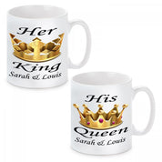 2er Set personalisierte Tassen mit Motiv - Her King "Wunschnamen"- His Queen "Wunschnamen"