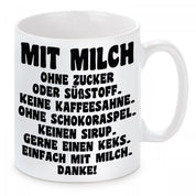 2er Set Tassen mit Motiv - Schwarz keine Milch-Mit Milch ohne Zucker