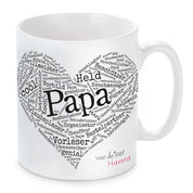 Tasse mit Motiv - Herz aus Worten Papa