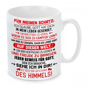 Tasse mit Motiv - Für meinen Schatz: Ich glaube, Gott hat dich zu meinen Schatz gemacht...