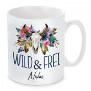 personalisierte Tasse mit Motiv - WILD & FREI "Wunschname"