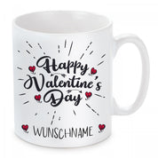 personalisierte Tasse mit Motiv - Happy Valentine's Day "Wunschname"