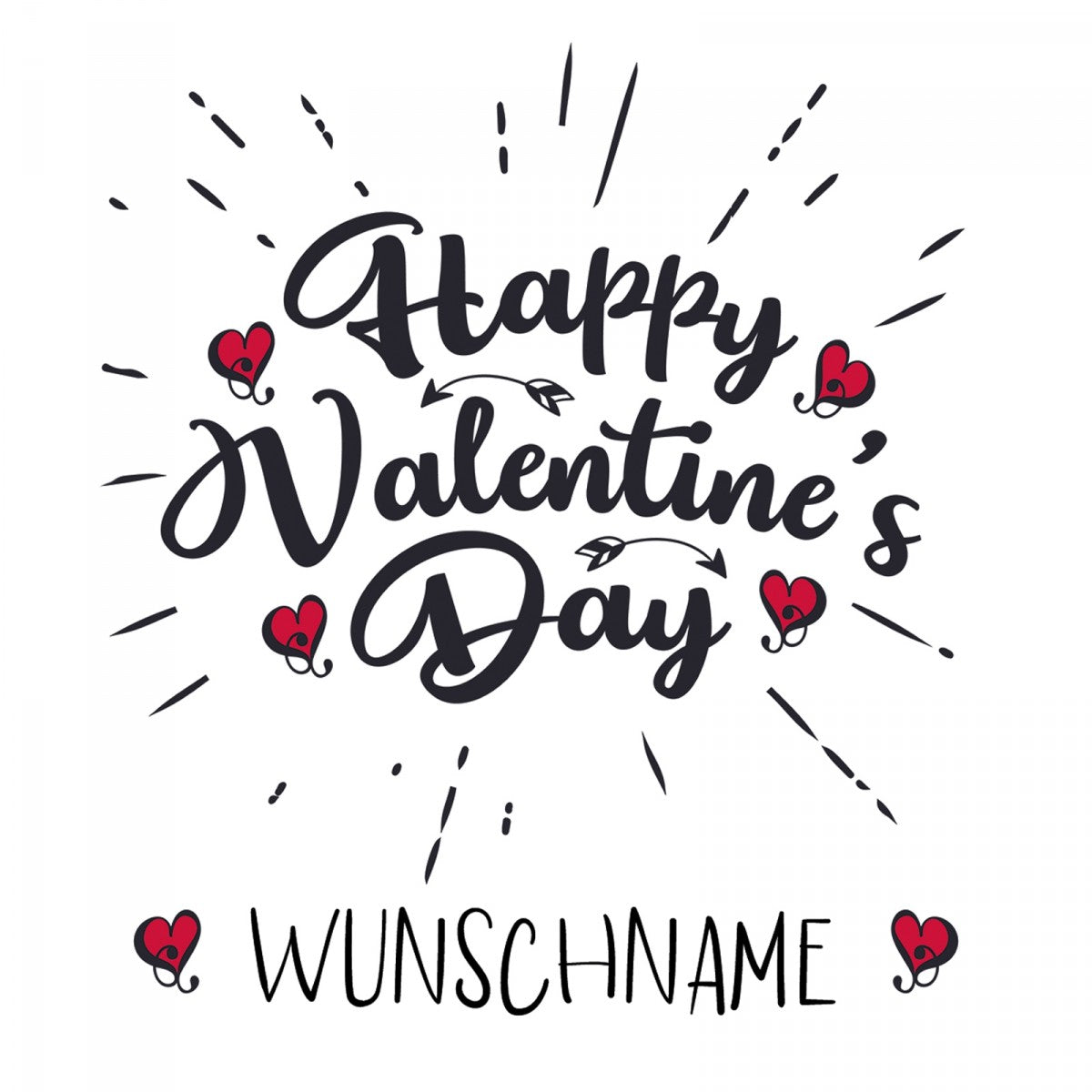 personalisierte Tasse mit Motiv - Happy Valentine's Day "Wunschname"