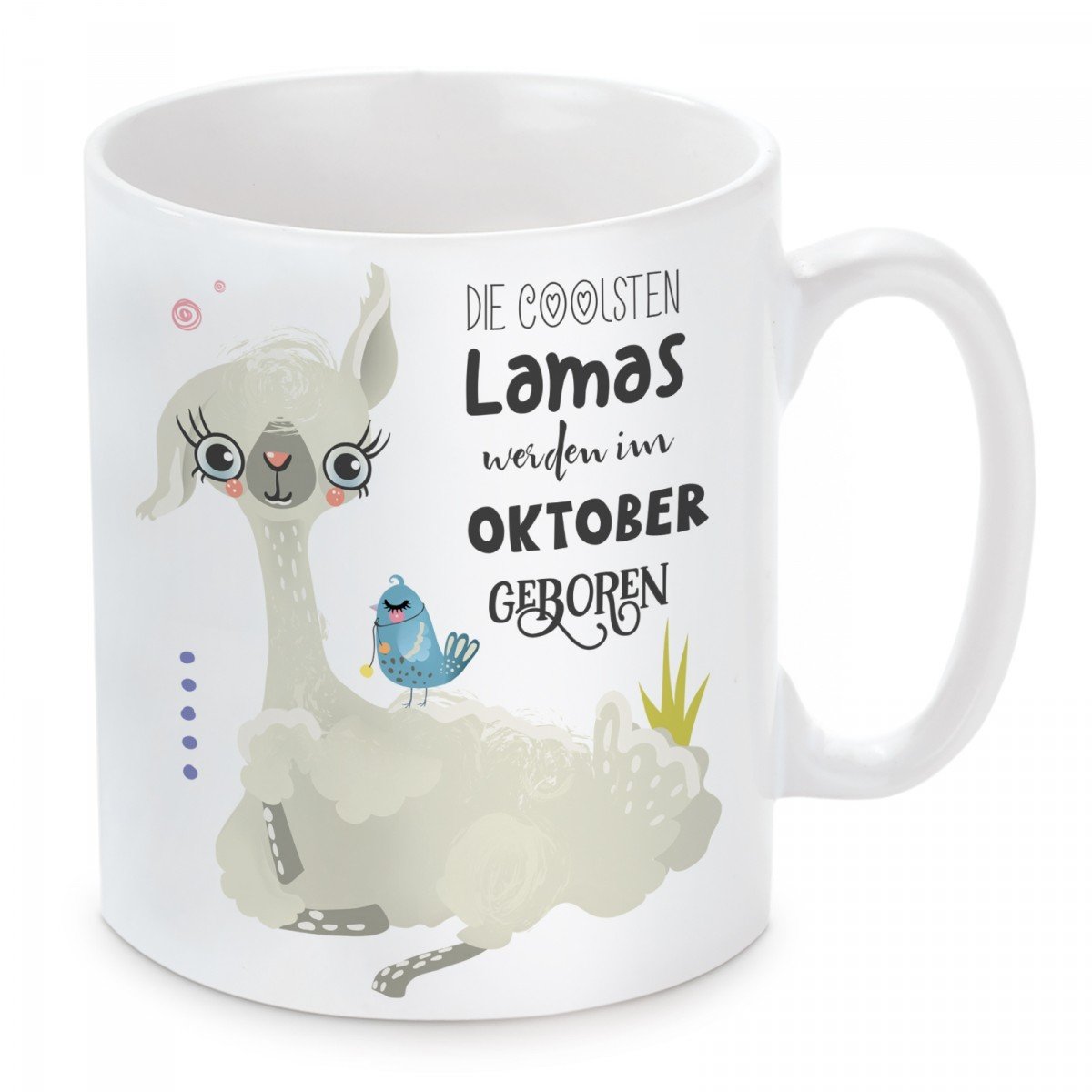 Tasse mit Motiv - Die coolsten Lamas werden im Oktober geboren