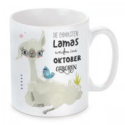 Tasse mit Motiv - Die coolsten Lamas werden im Oktober geboren