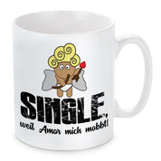 Tasse mit Motiv - Single, weil Amor mich mobbt!