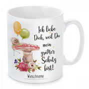 personalisierte Tasse mit Motiv - Ich liebe Dich, weil Du mein größter Schatz bist! "Wunschname"