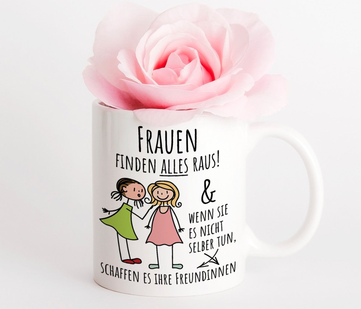 Tasse mit Motiv - Frauen finden alles raus! & Wenn sie es nicht selber tun, schaffen es ihre Freundinnen