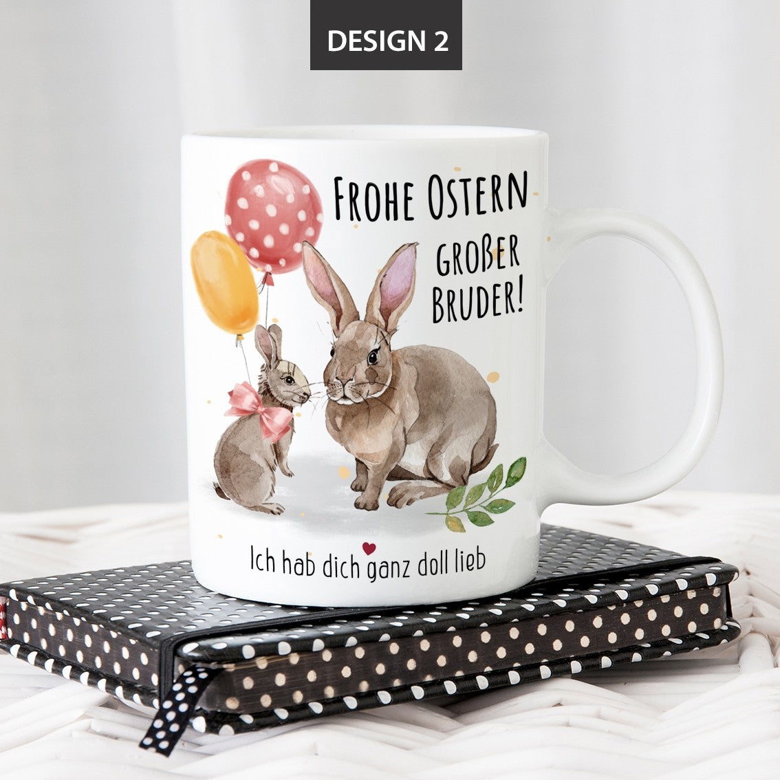 Tasse mit Motiv - Frohe Ostern großer Bruder! Ich hab dich ganz doll lieb
