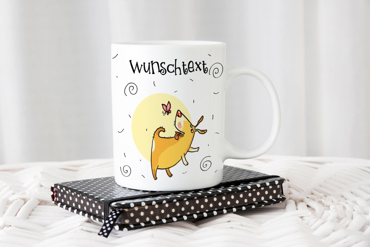 personalisierte Tasse mit Motiv - Hund "Wunschtext"
