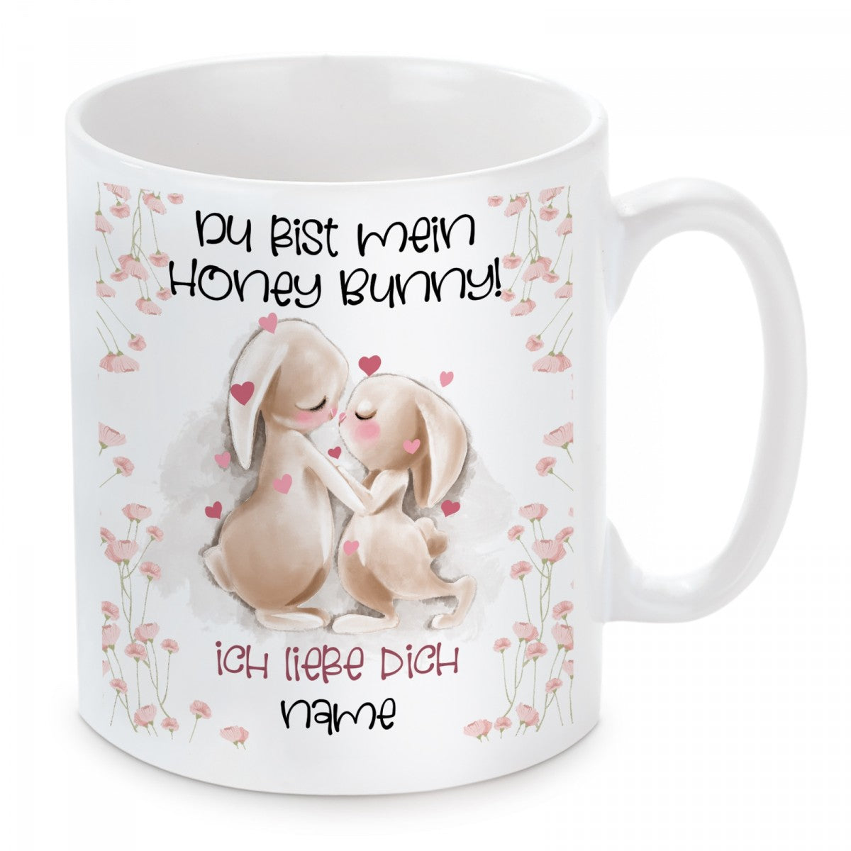 personalisierte Tasse mit Motiv - Du bist mein Honey Bunny! Ich liebe dich "Wunschname"