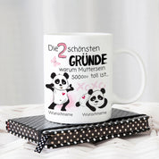personalisierte Tasse mit Motiv - Die 2 schönsten Gründe warum Muttersein so toll ist... "Wunschnamen"
