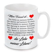 Tasse mit Motiv - Mein Freund ist... Die Liebe meines Lebens!