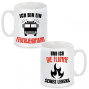 2er Set Tassen mit Motiv - Ich bin ein Feuerwehrmann-Und ich die Flamme seines Lebens