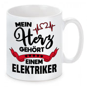 Tasse mit Motiv - Mein Herz gehört einem Elektriker