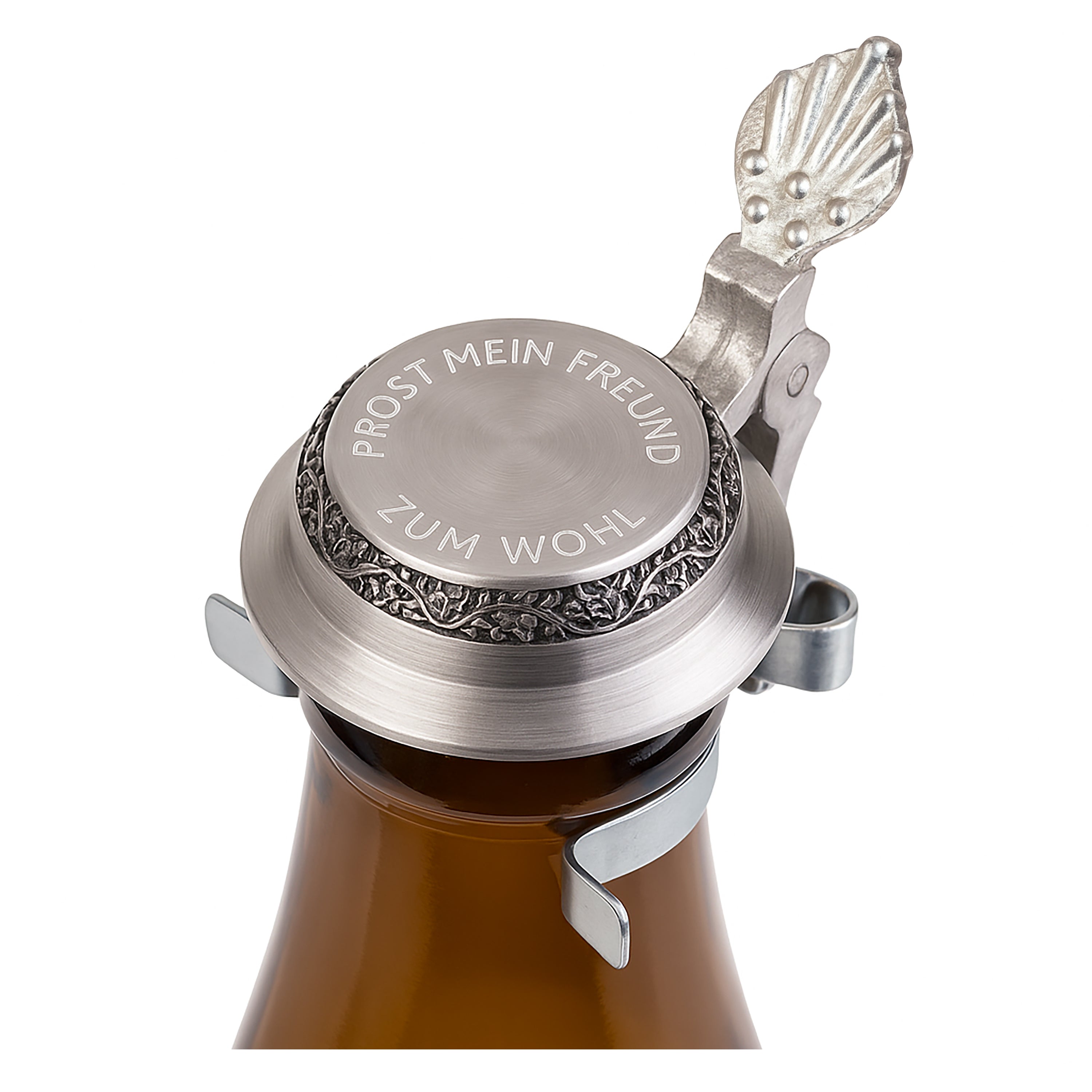 Personalisierter Zinndeckel für Bierflaschen mit Wunschgravur – Handarbeit aus Deutschland – Edler Flaschendeckel aus reinem Zinn