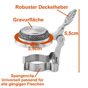 Personalisierter Zinndeckel für Bierflaschen mit Wunschgravur – Handarbeit aus Deutschland – Edler Flaschendeckel aus reinem Zinn