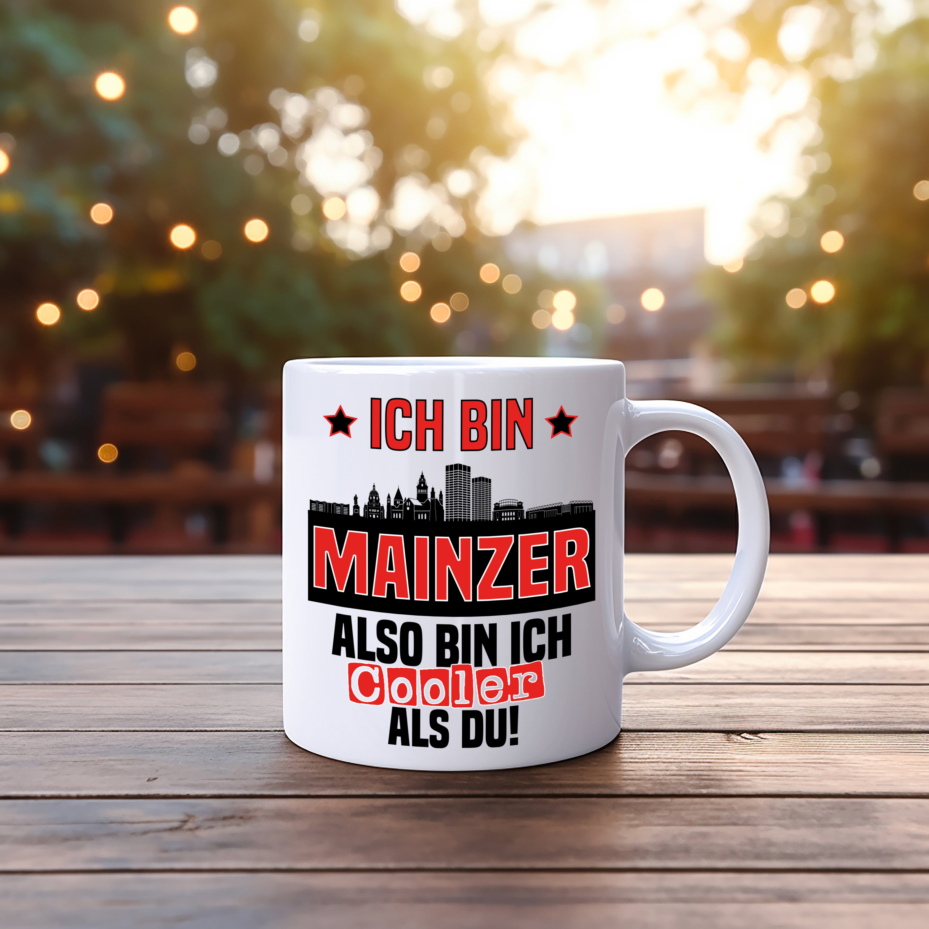 Tasse mit Motiv - Ich bin Mainzer also bin ich cooler als du! | Fußball Keramiktasse für Mainz 05 Fan | Skyline deiner Stadt