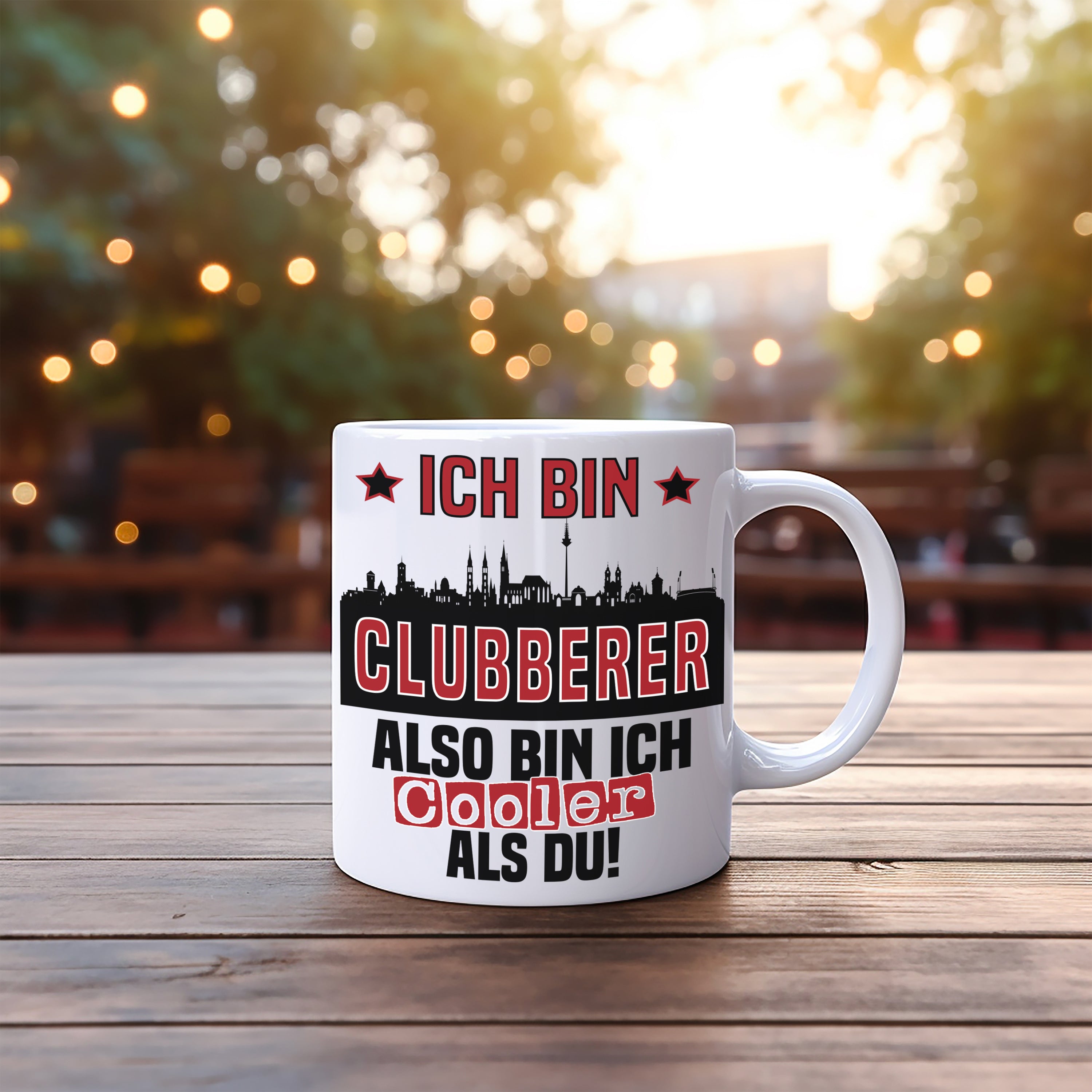 Tasse mit Motiv - Ich bin Clubberer also bin ich cooler als du! | Fußball Keramiktasse für 1. FC Nürnberg Fan | Skyline deiner Stadt