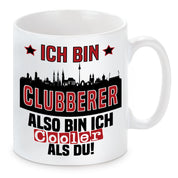 Tasse mit Motiv - Ich bin Clubberer also bin ich cooler als du! | Fußball Keramiktasse für 1. FC Nürnberg Fan | Skyline deiner Stadt