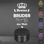 Lieblingsmensch LED Nachtlicht mit Gravur | Bester Bruder | Acryl-Lampe mit romantischem Spruch - Dekolampe zur Hochzeit, Geburtstag, Verlobung & Jahrestag | Farbwechsel & Fernbedienung