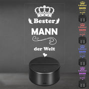 Lieblingsmensch LED Nachtlicht mit Gravur | Bester Mann | Acryl-Lampe mit romantischem Spruch - Dekolampe zur Hochzeit, Geburtstag, Verlobung & Jahrestag | Farbwechsel & Fernbedienung