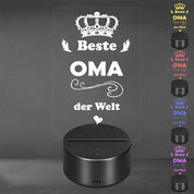 Lieblingsmensch LED Nachtlicht mit Gravur | Beste Oma | Acryl-Lampe mit romantischem Spruch - Dekolampe zur Hochzeit, Geburtstag, Verlobung & Jahrestag | Farbwechsel & Fernbedienung