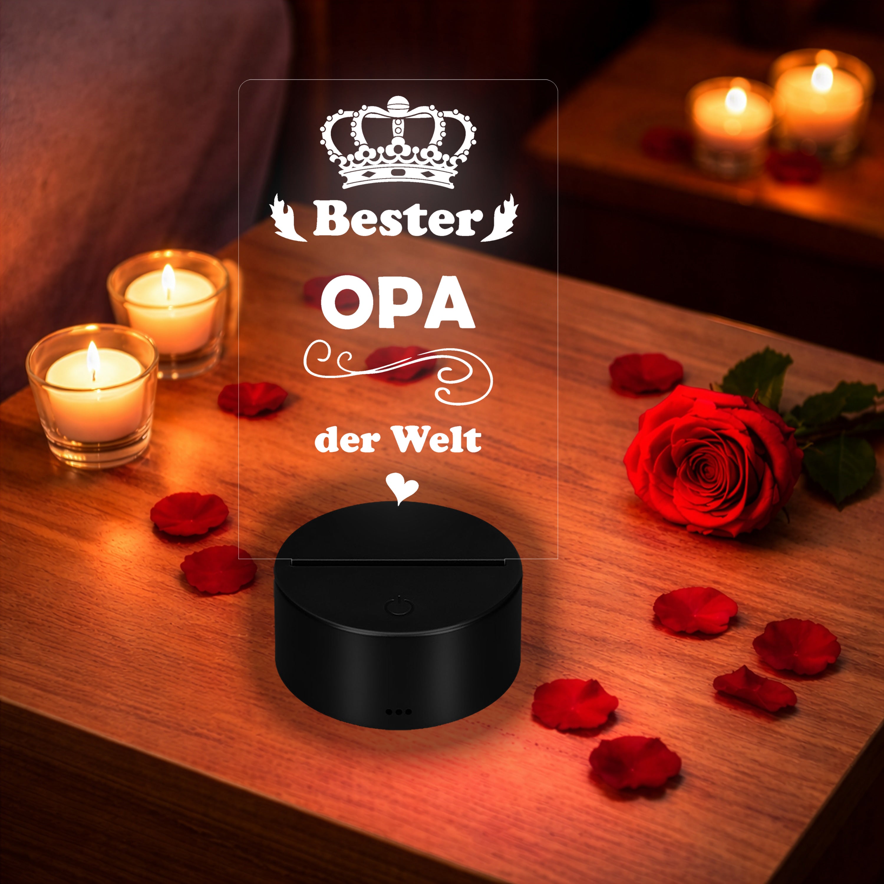 Lieblingsmensch LED Nachtlicht mit Gravur | Bester Opa | Acryl-Lampe mit romantischem Spruch - Dekolampe zur Hochzeit, Geburtstag, Verlobung & Jahrestag | Farbwechsel & Fernbedienung