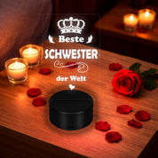 Lieblingsmensch LED Nachtlicht mit Gravur | Beste Schwester | Acryl-Lampe mit romantischem Spruch - Dekolampe zur Hochzeit, Geburtstag, Verlobung & Jahrestag | Farbwechsel & Fernbedienung