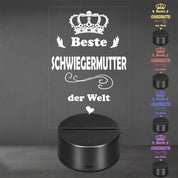 Lieblingsmensch LED Nachtlicht mit Gravur | Beste Schwiegermutter | Acryl-Lampe mit romantischem Spruch - Dekolampe zur Hochzeit, Geburtstag, Verlobung & Jahrestag | Farbwechsel & Fernbedienung