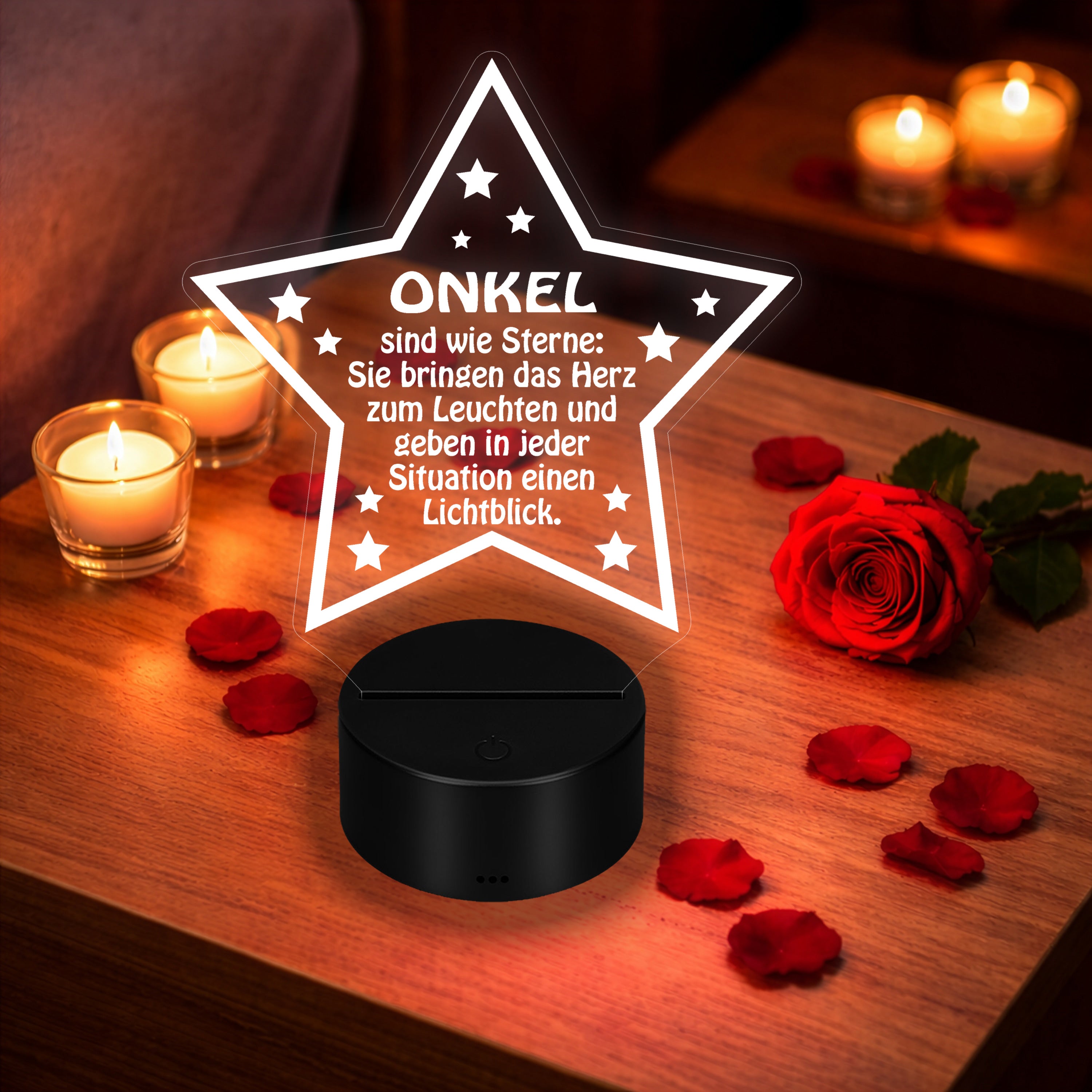 LED Acryl Nachtlicht | Onkel sind wie Sterne: Sie bringen das Herz zum Leuchten und geben in jeder Situation einen Lichtblick. | Acryl Lampe - Dekolampe | Farbwechsel & Fernbedienung
