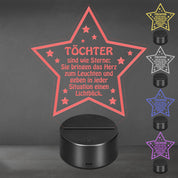 LED Acryl Nachtlicht | Töchter sind wie Sterne: Sie bringen das Herz zum Leuchten und geben in jeder Situation einen Lichtblick. | Acryl Lampe - Dekolampe | Farbwechsel & Fernbedienung